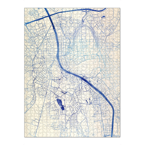 Puzzle Ravensburger "Salzburg Österreich Blue Infusion Map II" artboxONE - Städte,Reise,Kartografie - Städte,Stadtkarte,Wasserfarbe,Rosequartz