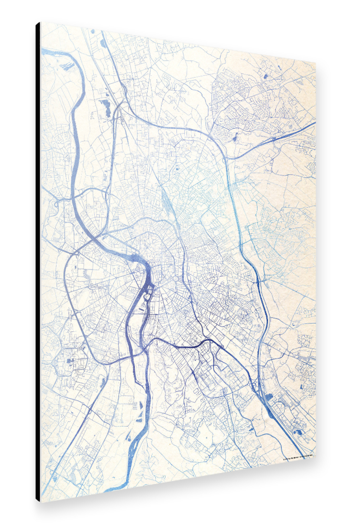 Alu-Dibond "Toulouse Frankreich Blue Infusion Map I" 75x50 cm artboxONE
