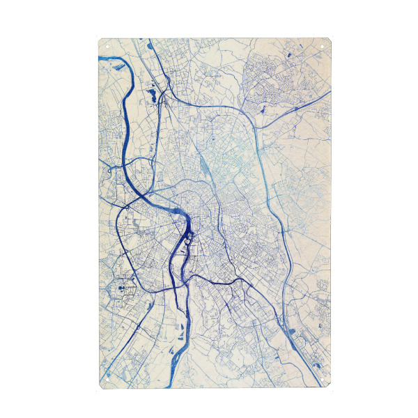 Metall Poster "Toulouse Frankreich Blue Infusion Map I" artboxONE - Städte,Reise,Kartografie - Städte,Stadtkarte,Wasserfarbe,Rosequartz - Blechschild