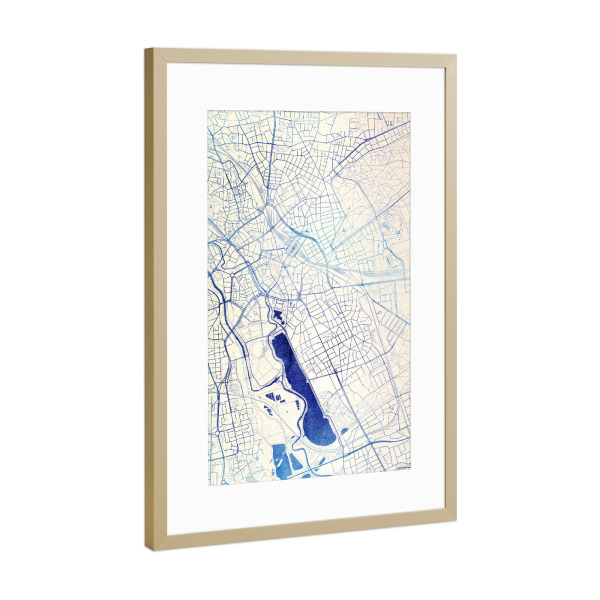 Poster mit Rahmen Gold "Hannover Deutschland Map" artboxONE - Städte,Reise,Kartografie - Städte,Stadtkarte,Wasserfarbe,Rosequartz