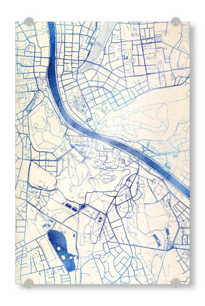 Acrylglasbild "Salzburg Österreich Blue Infusion Map I" artboxONE - Städte,Reise,Kartografie - Städte,Stadtkarte,Wasserfarbe,Rosequartz