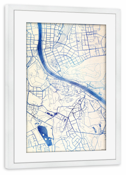 Poster mit Rahmen weiß "Salzburg Österreich Blue Infusion Map I" artboxONE - Städte,Reise,Kartografie - Städte,Stadtkarte,Wasserfarbe,Rosequartz
