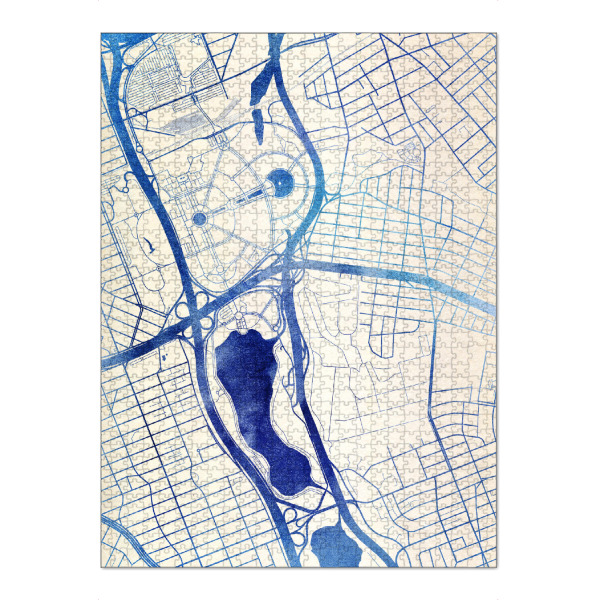 Puzzle Ravensburger "Queens USA Blue Infusion Map I" artboxONE - Städte,Reise,Kartografie - Städte,Stadtkarte,Wasserfarbe,Rosequartz - Bild städte