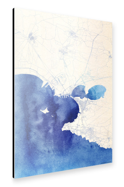 Alu-Dibond "Tarent Italien Blue Infusion Map I" 30x20 cm artboxONE