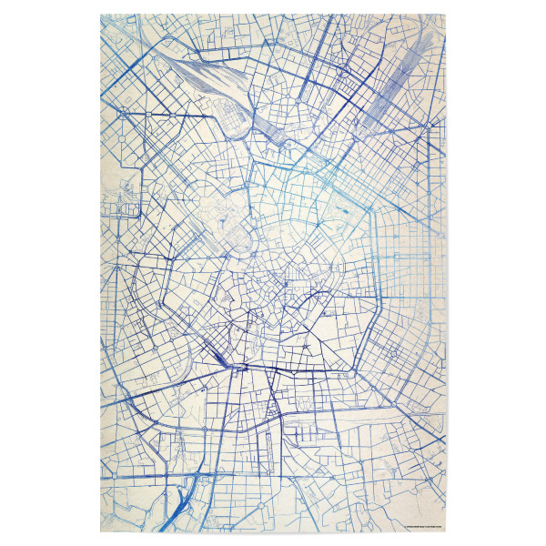 Poster "Mailand Italien Blue Infusion Map III" artboxONE - Städte,Reise,Kartografie - Städte,Stadtkarte,Wasserfarbe,Rosequartz
