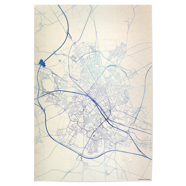 Poster "Reims Frankreich Blue Infusion Map II" artboxONE - Städte,Reise,Kartografie - Städte,Stadtkarte,Wasserfarbe,Rosequartz