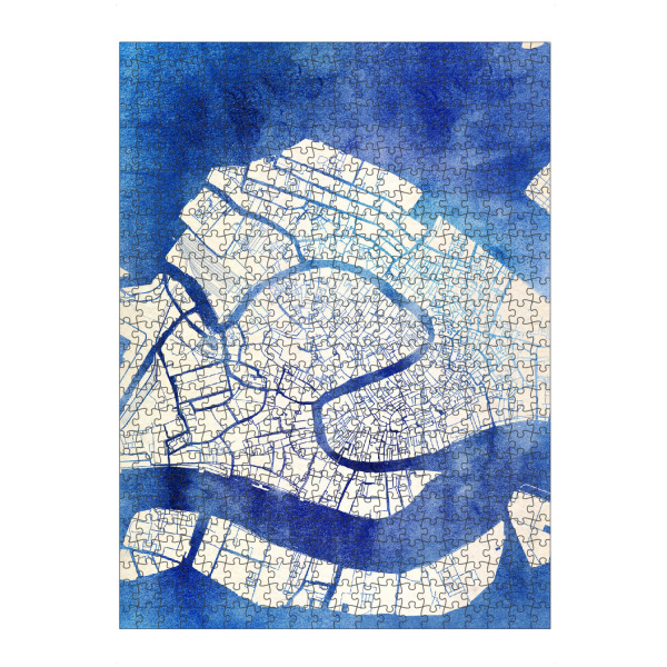 artboxONE Puzzle "Venedig Italien Blue Infusion Map III" artboxONE - Städte,Reise,Kartografie - Städte,Stadtkarte,Wasserfarbe,Rosequartz