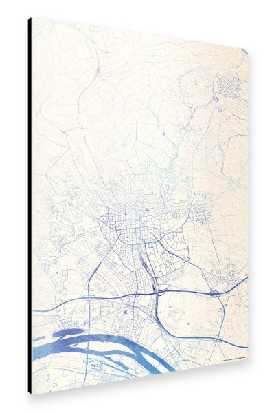 Alu-Dibond "Wiesbaden Deutschland Blue Infusion Map I" 30x20 cm artboxONE
