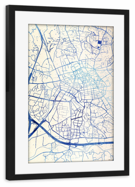 Poster mit Rahmen schwarz "Aix-en-Provence Frankreich Blue Infusion Map II" artboxONE - Städte,Reise,Kartografie