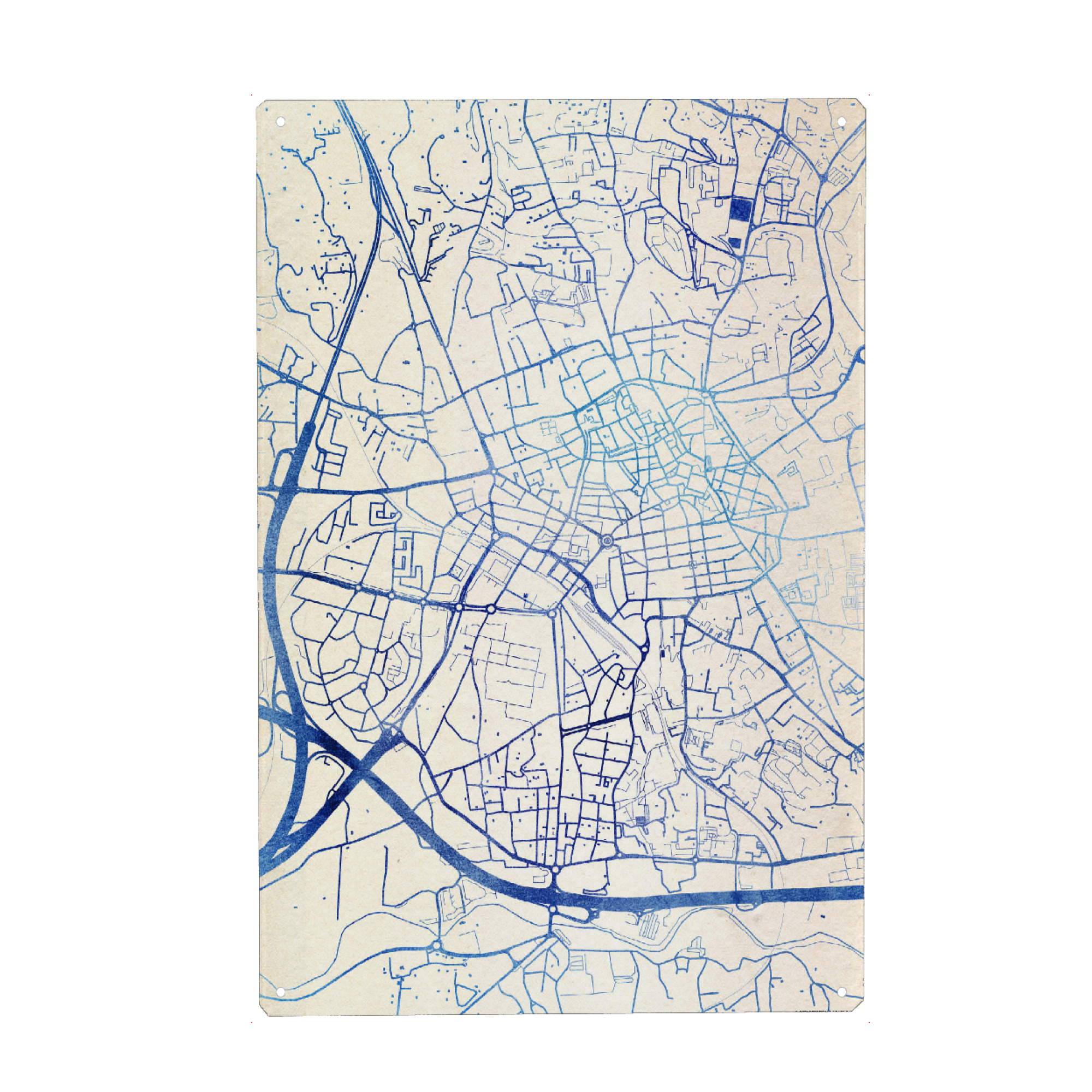 Holzbild "Aix-en-Provence Frankreich Blue Infusion Map II" artboxONE - Städte,Reise,Kartografie - Städte,Stadtkarte,Wasserfarbe,Rosequartz