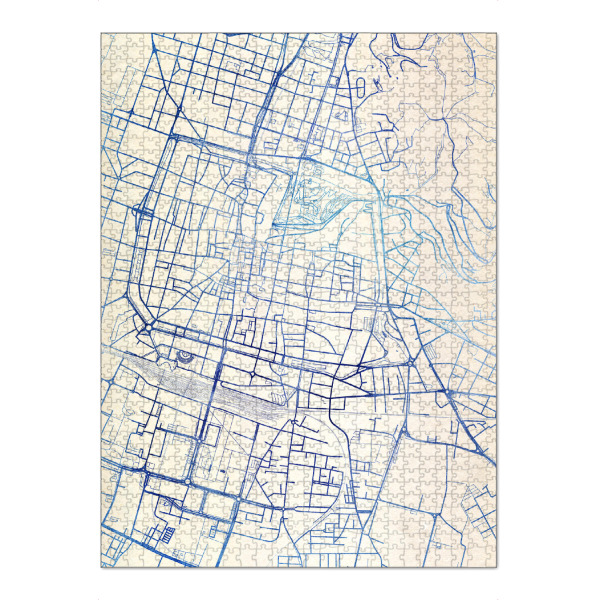 Puzzle Ravensburger "Brescia Italien Blue Infusion Map II" artboxONE - Städte,Reise,Kartografie - Städte,Stadtkarte,Wasserfarbe,Rosequartz