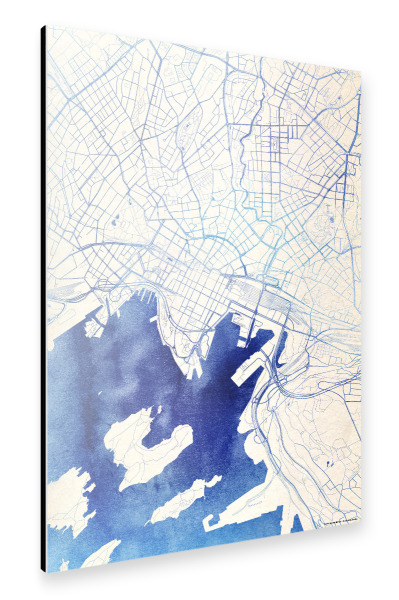Alu-Dibond "Oslo Norwegen Blue Infusion Map I" 30x20 cm artboxONE