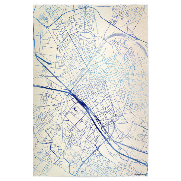 Poster 30x20 cm "Reims Frankreich Blue Infusion Map I" artboxONE - Städte,Reise,Kartografie - Städte,Stadtkarte,Wasserfarbe,Rosequartz