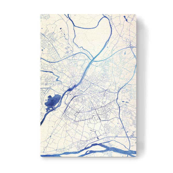 Leinwandbild "Angers Frankreich Blue Infusion Map II" artboxONE - Städte,Reise,Kartografie - Städte,Stadtkarte,Wasserfarbe,Rosequartz