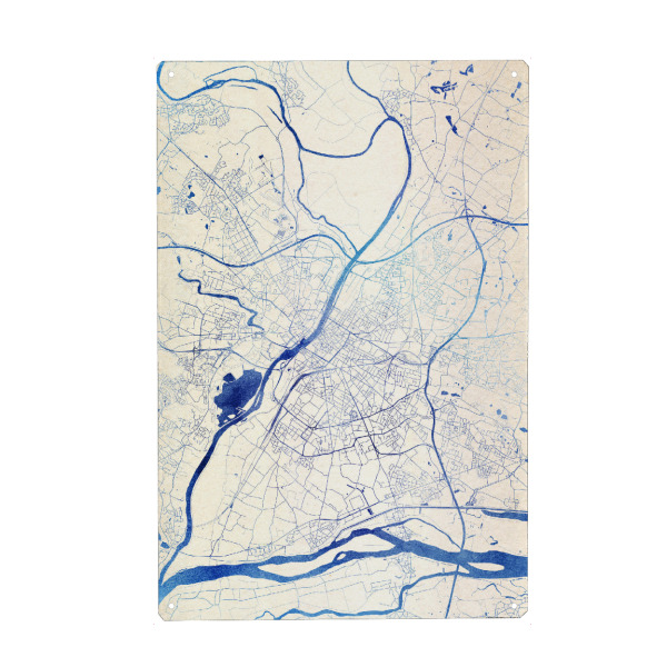 Holzbild "Angers Frankreich Blue Infusion Map II" artboxONE - Städte,Reise,Kartografie - Städte,Stadtkarte,Wasserfarbe,Rosequartz