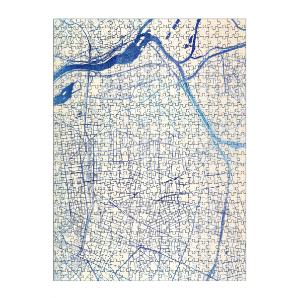artboxONE Puzzle "Villeurbanne Frankreich Blue Infusion Map I" artboxONE - Städte,Reise,Kartografie - Städte,Stadtkarte,Wasserfarbe,Rosequartz