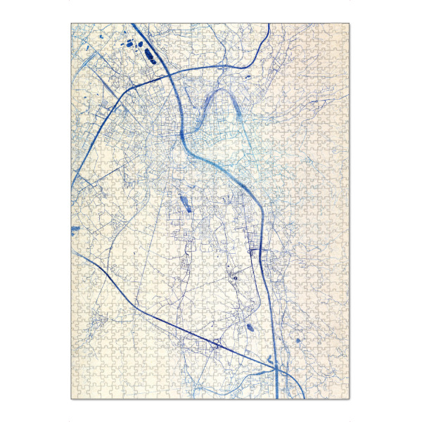 Puzzle Ravensburger "Salzburg Österreich Blue Infusion Map III" artboxONE - Städte,Reise,Kartografie - Städte,Stadtkarte,Wasserfarbe,Rosequartz