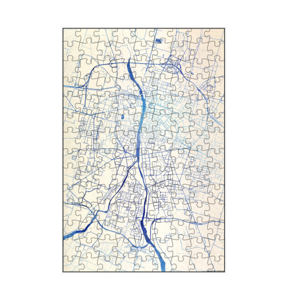artboxONE Puzzle "Parma Italien Blue Infusion Map II" artboxONE - Städte,Reise,Kartografie - Städte,Stadtkarte,Wasserfarbe,Rosequartz