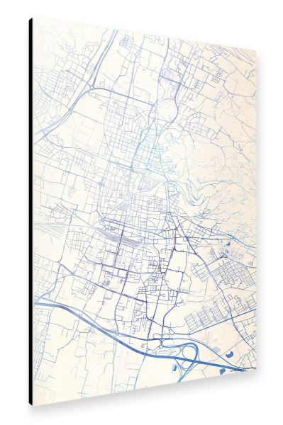 Alu-Dibond "Brescia Italien Blue Infusion Map I" 30x20 cm artboxONE
