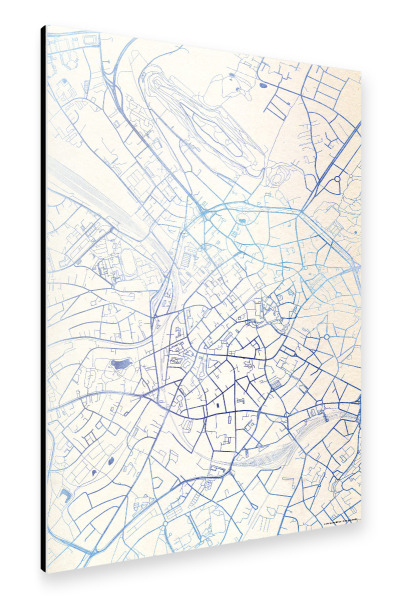 Alu-Dibond "Aachen Deutschland Blue Infusion Map II" 30x20 cm artboxONE