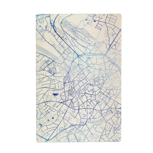 Metall Poster "Aachen Deutschland Blue Infusion Map II" artboxONE - Städte,Reise,Kartografie - Städte,Stadtkarte,Wasserfarbe,Rosequartz - Blechschild