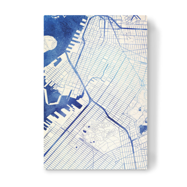 Leinwandbild "Brooklyn USA Blue Infusion Map I" artboxONE - Städte,Reise,Kartografie - Städte,Stadtkarte,Wasserfarbe,Rosequartz