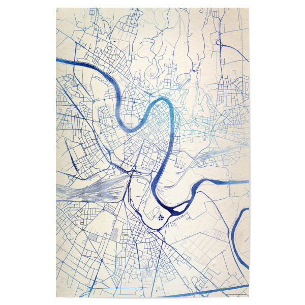 Poster 30x20 cm "Verona Italien Blue Infusion Map II" artboxONE - Städte,Reise,Kartografie - Städte,Stadtkarte,Wasserfarbe,Rosequartz