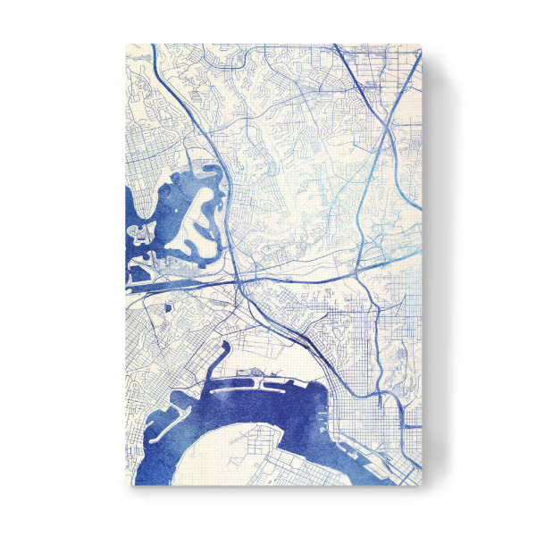 Leinwandbild "San-Diego USA Blue Infusion Map II" artboxONE - Städte,Reise,Kartografie - Städte,Stadtkarte,Wasserfarbe,Rosequartz