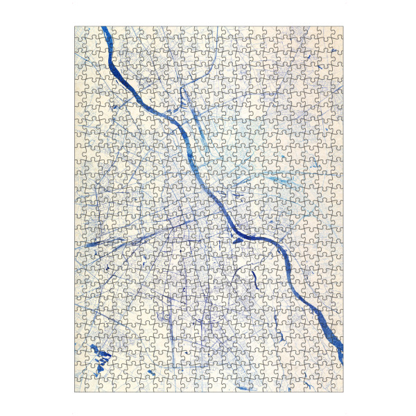 artboxONE Puzzle "Warschau Polen Blue Infusion Map I" artboxONE - Städte,Reise,Kartografie - Städte,Stadtkarte,Wasserfarbe,Rosequartz