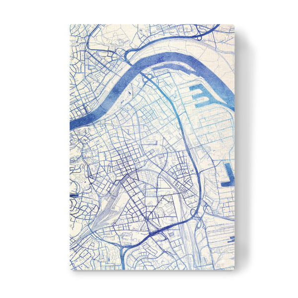 Leinwandbild "Linz Österreich Blue Infusion Map I" artboxONE - Städte,Reise,Kartografie - Städte,Stadtkarte,Wasserfarbe,Rosequartz