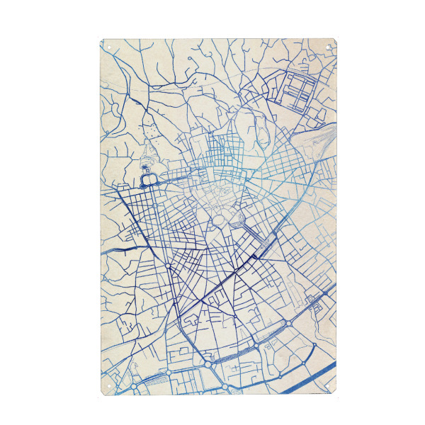 Holzbild "Nîmes Frankreich Blue Infusion Map II" artboxONE - Städte,Reise,Kartografie - Städte,Stadtkarte,Wasserfarbe,Rosequartz