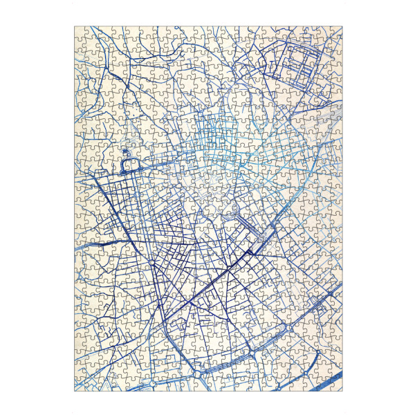 Puzzle Ravensburger "Nîmes Frankreich Blue Infusion Map II" artboxONE - Städte,Reise,Kartografie - Städte,Stadtkarte,Wasserfarbe,Rosequartz
