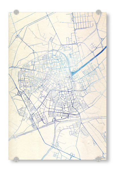 Acrylglasbild "Ravenna Italien Blue Infusion Map II" artboxONE - Städte,Reise,Kartografie - Städte,Stadtkarte,Wasserfarbe,Rosequartz