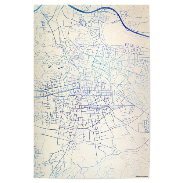 Poster 30x20 cm "Klagenfurt-am-Wörthersee Österreich Blue Infusion Map II" artboxONE - Städte,Reise,Kartografie