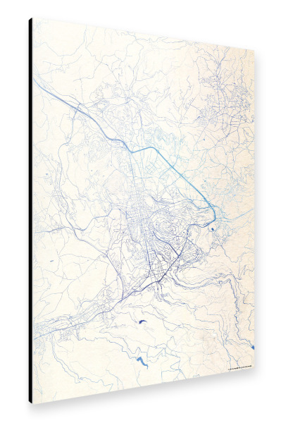 Alu-Dibond "Saint-Étienne Frankreich Blue Infusion Map I" 30x20 cm artboxONE