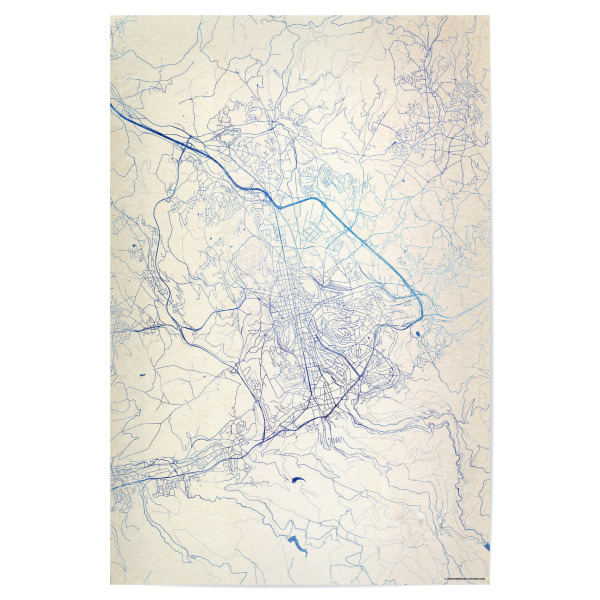 Poster "Saint-Étienne Frankreich Blue Infusion Map I" artboxONE - Städte,Reise,Kartografie - Städte,Stadtkarte,Wasserfarbe,Rosequartz