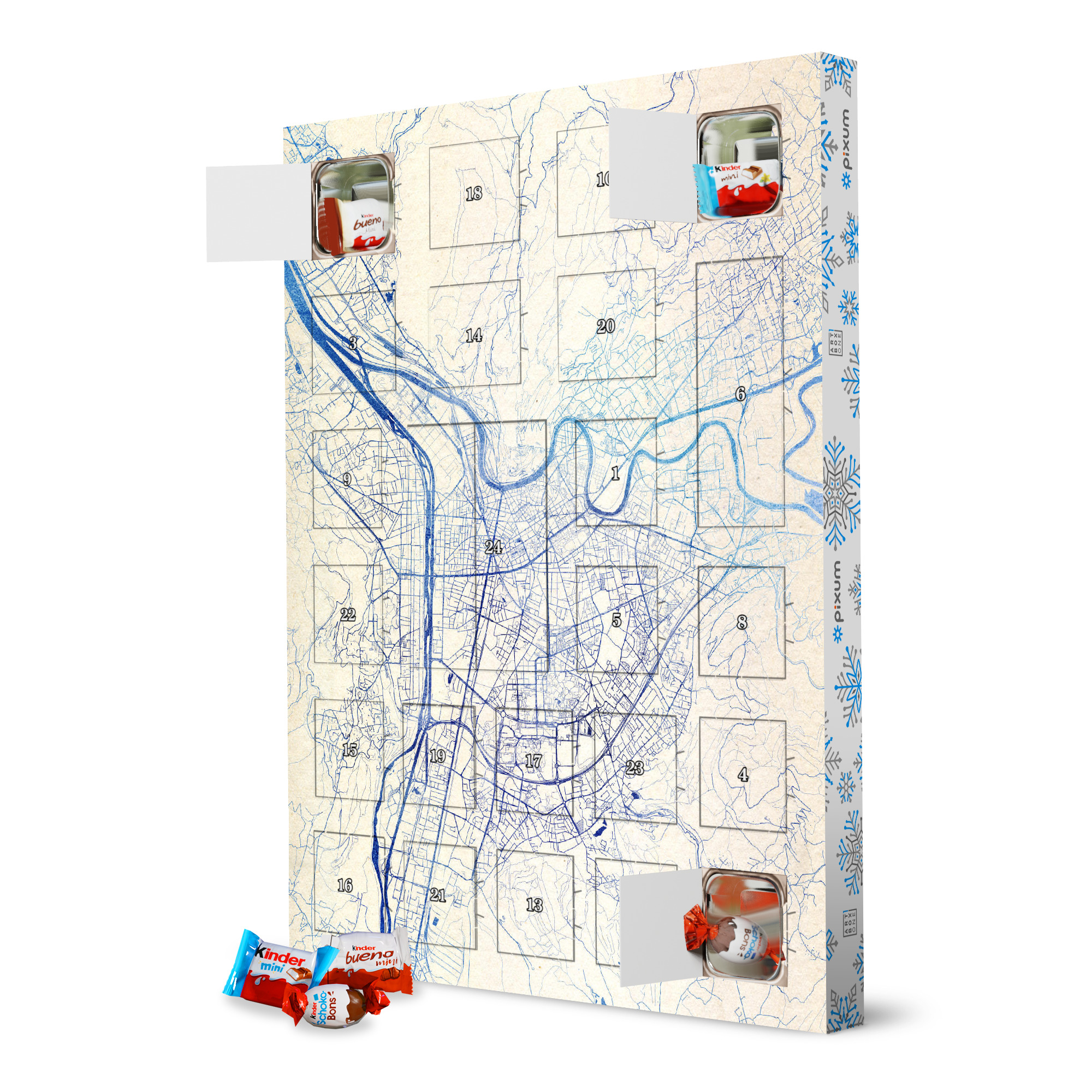 Adventskalender XXL mit Produkten von Kinder Grenoble Frankreich Blue Infusion Map I artboxONE Adventskalender Städte