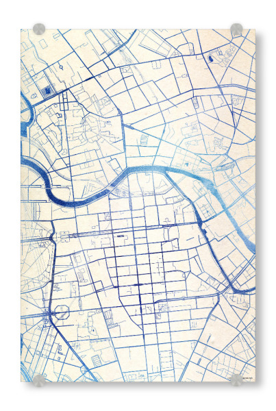 Acrylglasbild "Berlin Deutschland Blue Infusion Map II" artboxONE - Städte,Reise,Kartografie - Städte,Stadtkarte,Wasserfarbe,Rosequartz