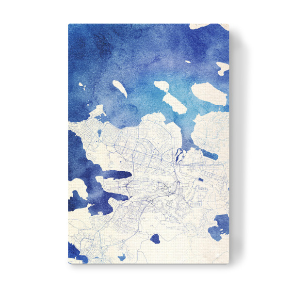 Leinwandbild "Reykjavík Island Blue Infusion Map I" artboxONE - Städte,Reise,Kartografie - Städte,Stadtkarte,Wasserfarbe,Rosequartz