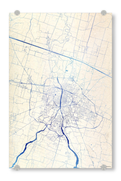 Acrylglasbild "Parma Italien Blue Infusion Map I" artboxONE - Städte,Reise,Kartografie - Städte,Stadtkarte,Wasserfarbe,Rosequartz