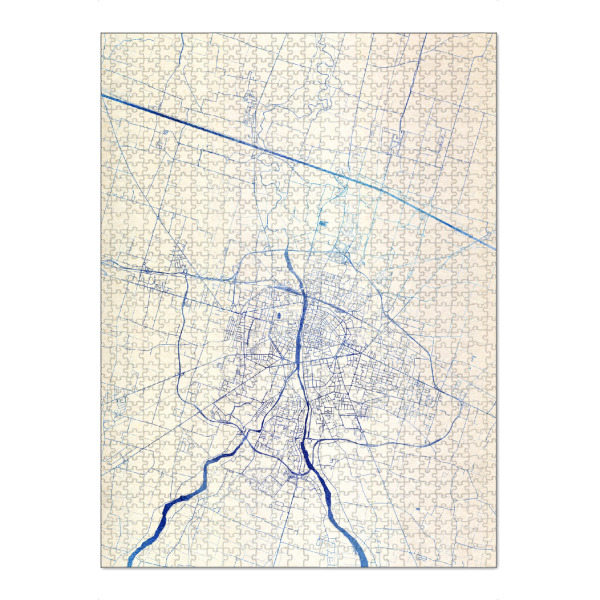 Puzzle Ravensburger "Parma Italien Blue Infusion Map I" artboxONE - Städte,Reise,Kartografie - Städte,Stadtkarte,Wasserfarbe,Rosequartz