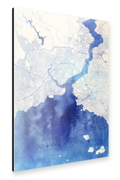 Alu-Dibond "Istanbul Türkei Blue Infusion Map II" 30x20 cm artboxONE