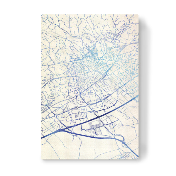 Leinwandbild "Nîmes Frankreich Blue Infusion Map I" artboxONE - Städte,Reise,Kartografie - Städte,Stadtkarte,Wasserfarbe,Rosequartz