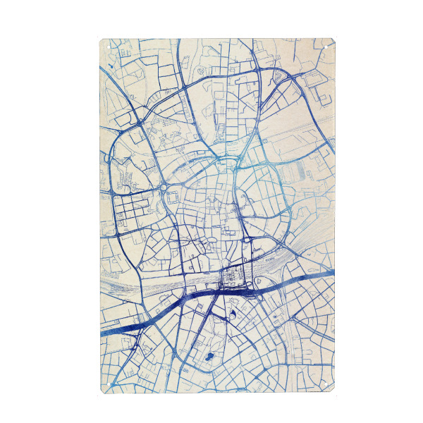 Metall Poster "Essen Deutschland Blue Infusion Map I" artboxONE - Städte,Reise,Kartografie - Städte,Stadtkarte,Wasserfarbe,Rosequartz - Blechschild