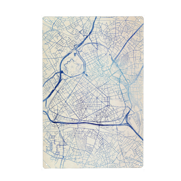 Metall Poster "Lille Frankreich Blue Infusion Map II" artboxONE - Städte,Reise,Kartografie - Städte,Stadtkarte,Wasserfarbe,Rosequartz - Blechschild