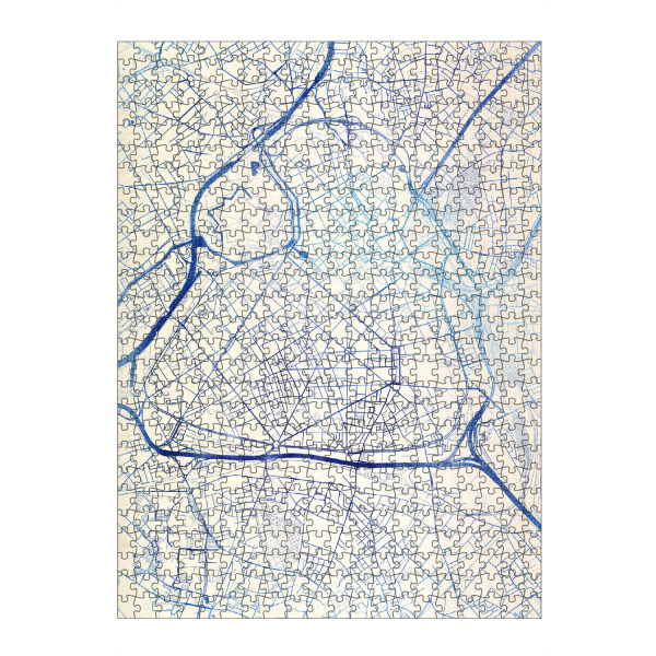artboxONE Puzzle "Lille Frankreich Blue Infusion Map II" artboxONE - Städte,Reise,Kartografie - Städte,Stadtkarte,Wasserfarbe,Rosequartz