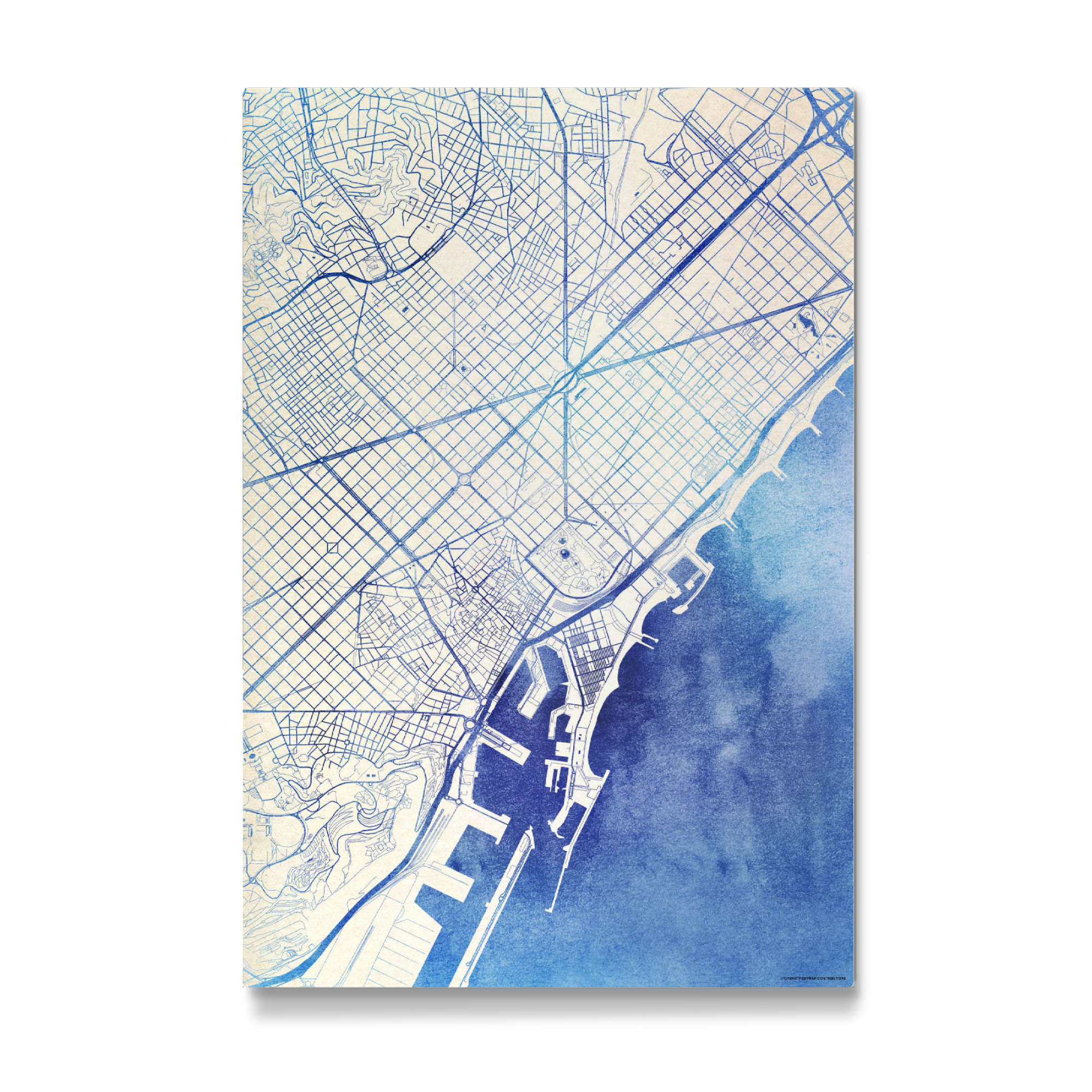 Galerie-Print "Barcelona Spanien Blue Infusion Map II" 75x50 cm artboxONE