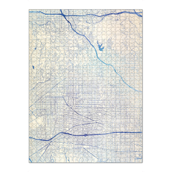 Puzzle Ravensburger "Los-Angeles USA Blue Infusion Map II" artboxONE - Städte,Reise,Kartografie - Städte,Stadtkarte,Wasserfarbe,Rosequartz