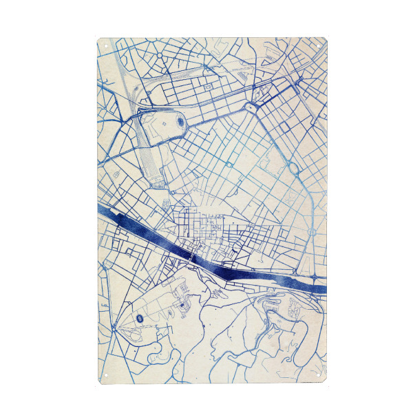 Metall Poster "Florenz Italien Blue Infusion Map II" artboxONE - Städte,Reise,Kartografie - Städte,Stadtkarte,Wasserfarbe,Rosequartz - Blechschild