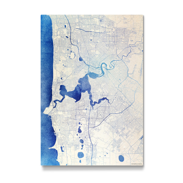 Galerie-Print "Perth Australien Blue Infusion Map I" 30x20 cm artboxONE